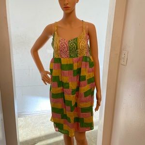PINK LIME GREEN YELLOW GENUINE THTEADZ BANDANNA DRESS SIZE M L XL